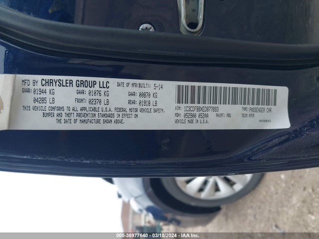 Dodge DART SXT 2014 1C3CDFBBXED877893 Image 9