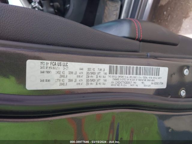 1C4SDHCT7HC869917 Dodge Durango R/t Rwd