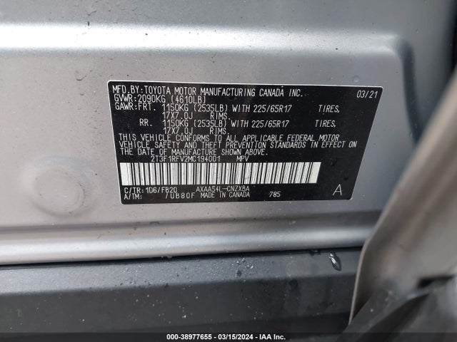 Toyota RAV4 LE 2021 2T3F1RFV2MC194001 Image 9