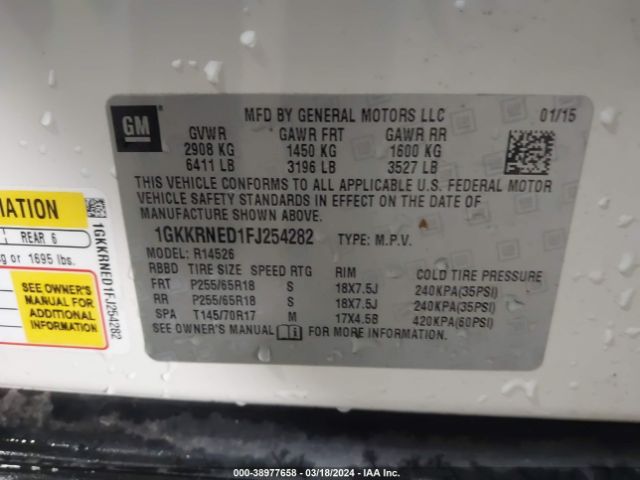 1GKKRNED1FJ254282 GMC Acadia Sle-1