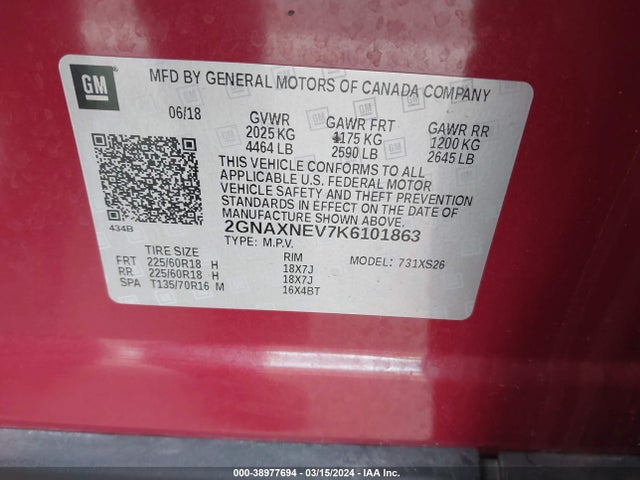Chevrolet Equinox Premier 2019 2GNAXNEV7K6101863 Image 9