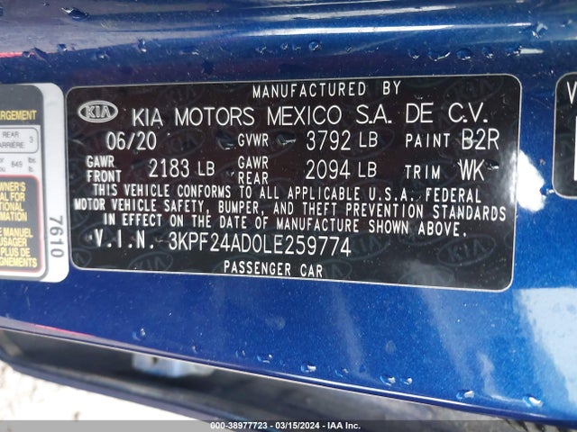KIA Forte Lxs 2020 3KPF24AD0LE259774 Image 9