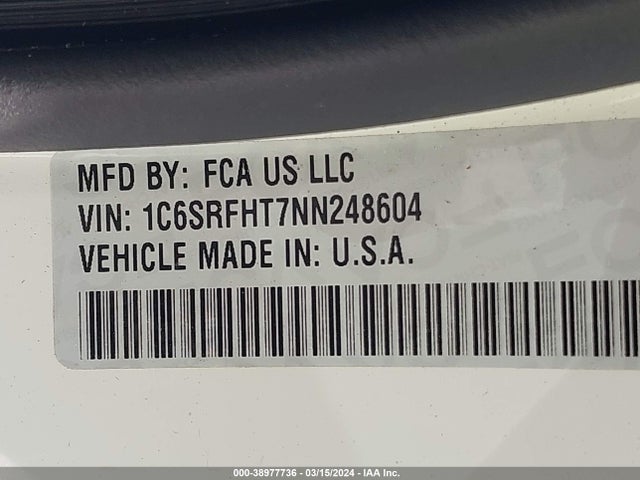 RAM 1500 Limited  4x4 5'7 Box 2022 1C6SRFHT7NN248604 Image 9