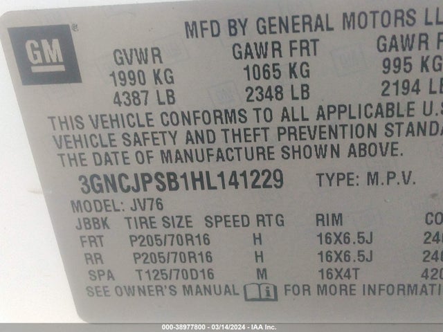 Chevrolet Trax Lt 2017 3GNCJPSB1HL141229 Image 9