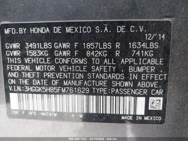 3HGGK5H85FM761629 Honda Fit Ex/ex-l