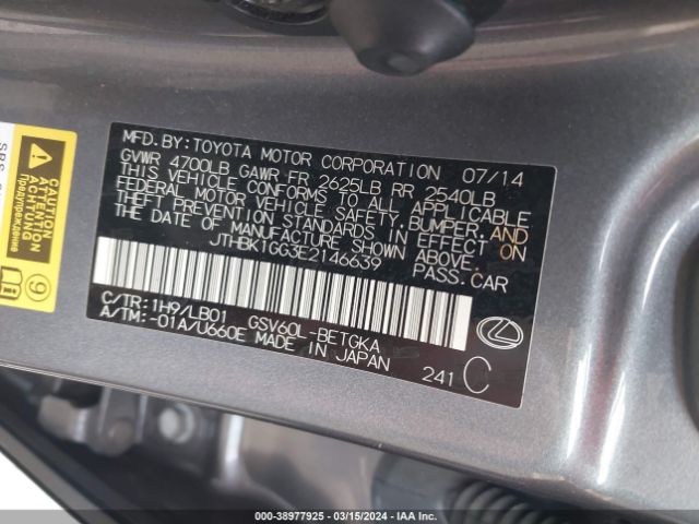 JTHBK1GG3E2146639 Lexus ES 350