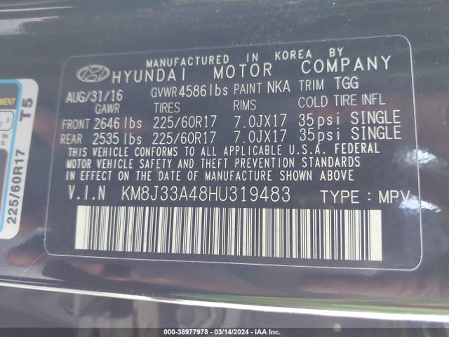 Hyundai TUCSON SE 2017 KM8J33A48HU319483 Image 9