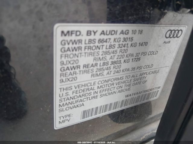 2019 AUDI Q7 WA1VAAF70KD017738 Photo 8