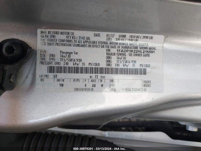 Ford FOCUS SE 2017 1FADP3K22HL216591 Image 9