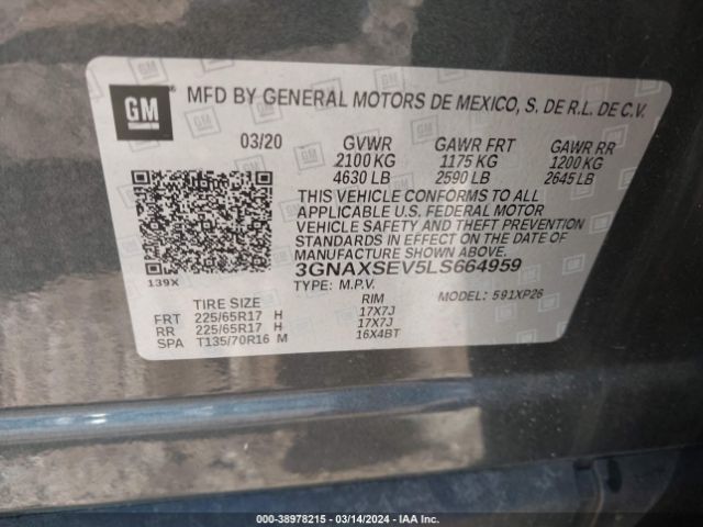 2020 CHEVROLET EQUINOX 3GNAXSEV5LS664959 Photo 8