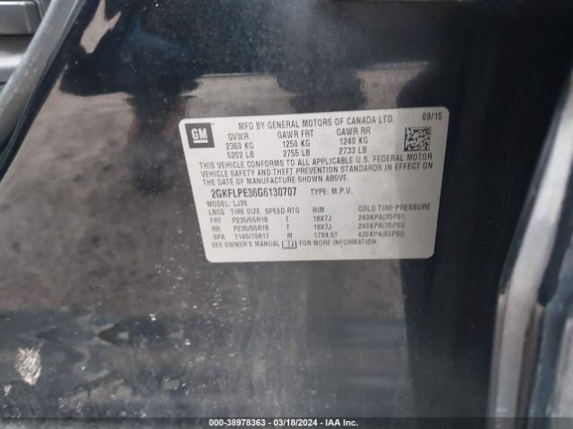 2GKFLPE36G6130707 GMC Terrain Slt