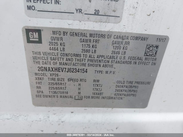 Chevrolet EQUINOX LS 2018 2GNAXHEV7J6234154 Image 9