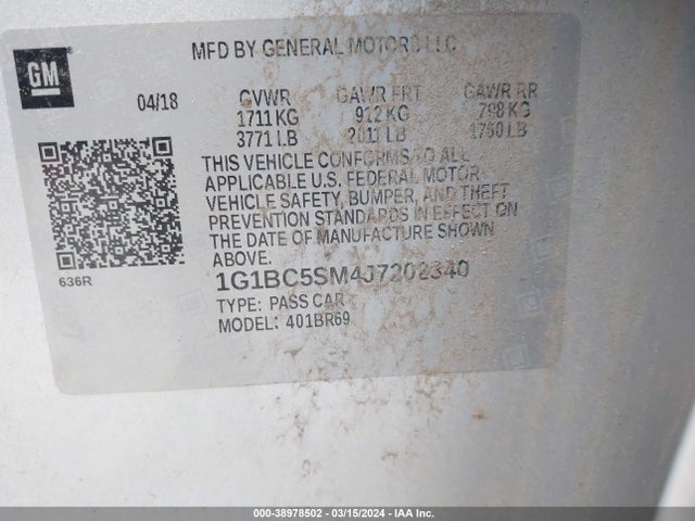 Chevrolet Cruze Ls Auto 2018 1G1BC5SM4J7202340 Image 9