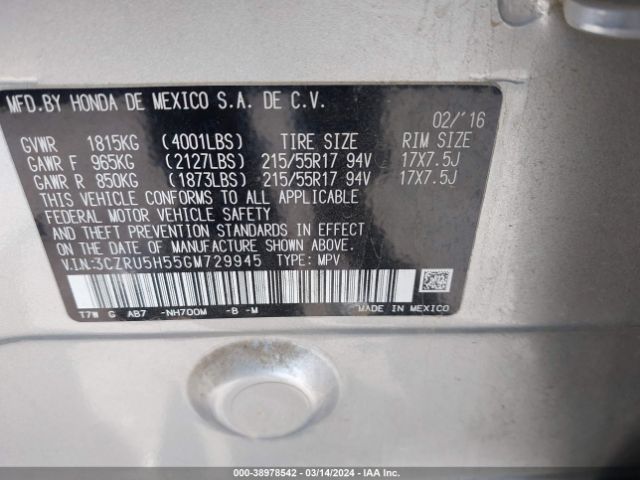 3CZRU5H55GM729945 Honda HR-V EX