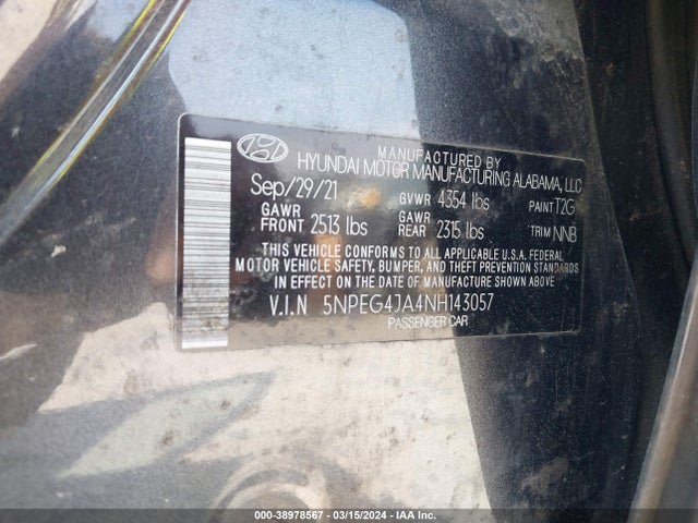 Hyundai SONATA SE 2022 5NPEG4JA4NH143057 Image 9