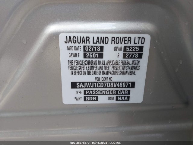 2013 JAGUAR XJ SAJWJ1CD7D8V48971 Photo 8