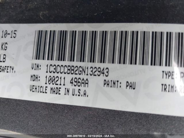 1C3CCCBB2GN132943 Chrysler 200 S