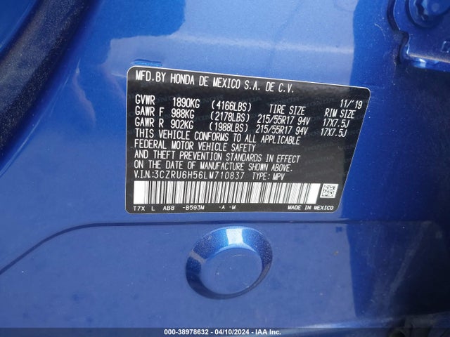 Honda Hr-v Awd Ex 2020 3CZRU6H56LM710837 Image 9