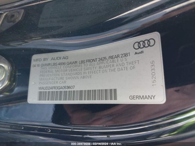 WAUD2AFR3GA053607 Audi A5 2.0t Premium