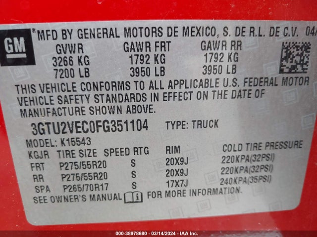 GMC Sierra 1500 Slt 2015 3GTU2VEC0FG351104 Image 9