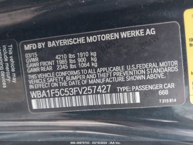 WBA1F5C53FV257427 BMW 228I