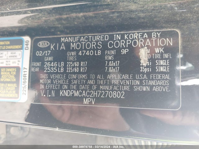 KIA Sportage Lx 2017 KNDPMCAC2H7270802 Image 9