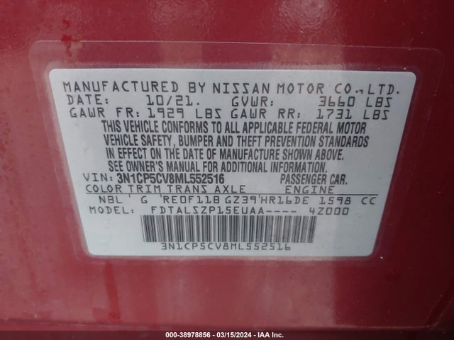 Nissan Kicks Sv Xtronic Cvt 2021 3N1CP5CV8ML552516 Image 9