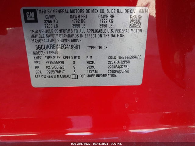 Chevrolet Silverado 1500 1lt 2014 3GCUKREC4EG419961 Image 9