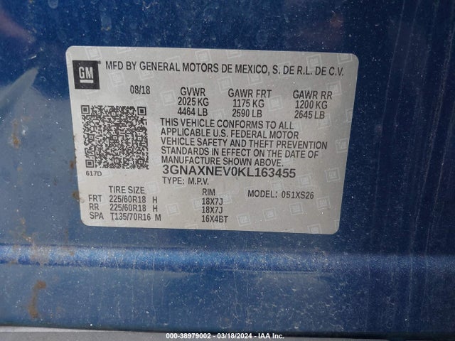 Chevrolet Equinox Premier 2019 3GNAXNEV0KL163455 Image 9