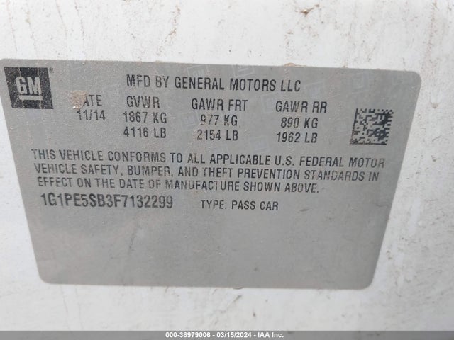 Chevrolet Cruze 2lt Auto 2015 1G1PE5SB3F7132299 Image 9