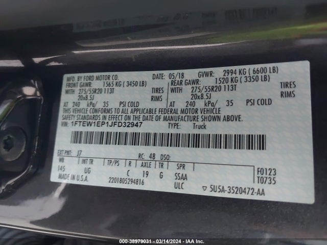 Ford F-150 Xlt 2018 1FTEW1EP1JFD32947 Image 9