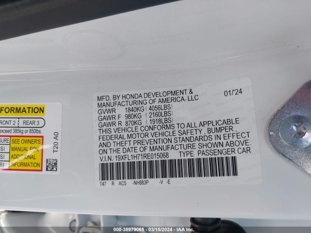 Honda Civic Ex-l 2024 19XFL1H71RE015068 Image 9