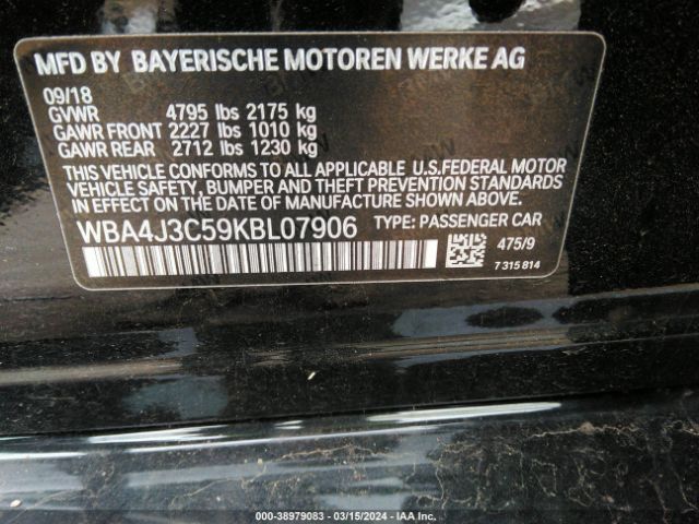 WBA4J3C59KBL07906 BMW 430i Gran Coupe Xdrive