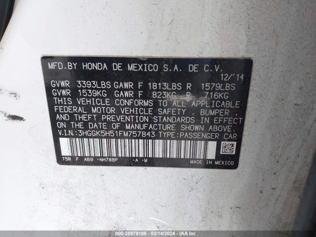Honda FIT LX 2015 3HGGK5H51FM757843 Image 9