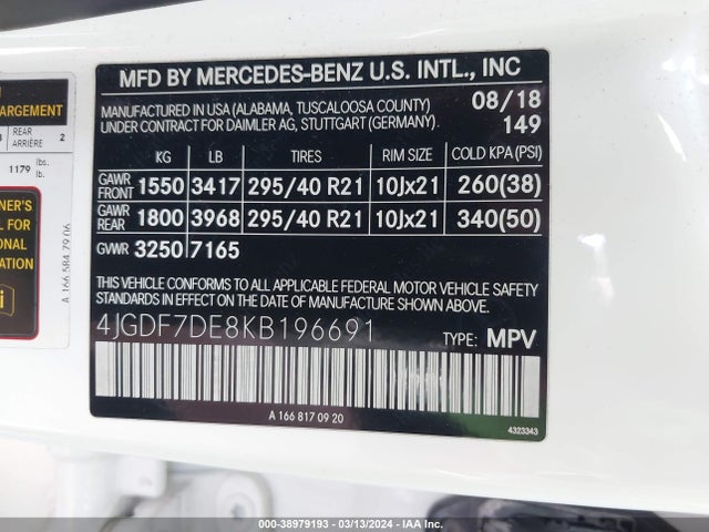 Mercedes-Benz Gls 550 4matic 2019 4JGDF7DE8KB196691 Image 9