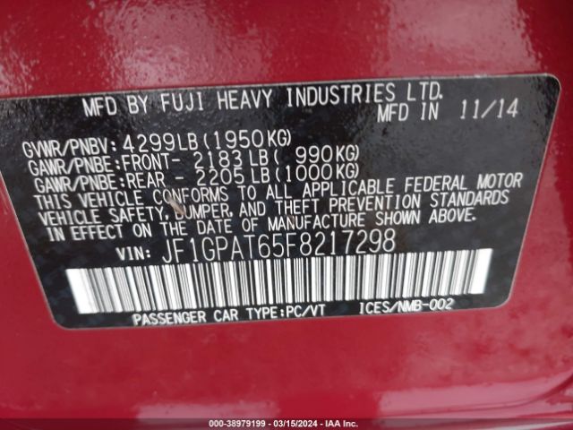 JF1GPAT65F8217298 Subaru Impreza 2.0i Sport Premium