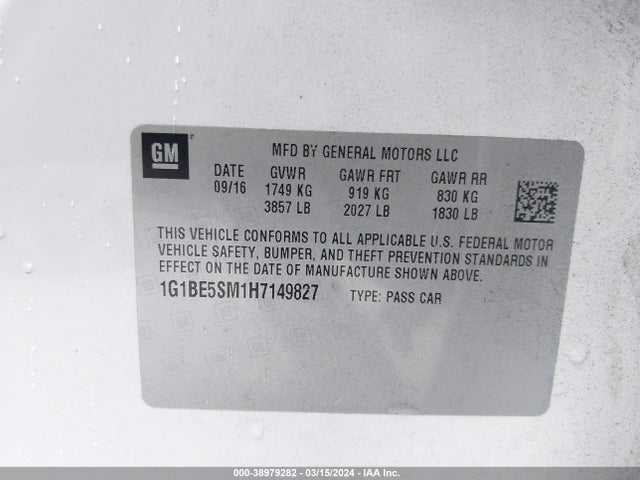 Chevrolet Cruze Lt Auto 2017 1G1BE5SM1H7149827 Image 9
