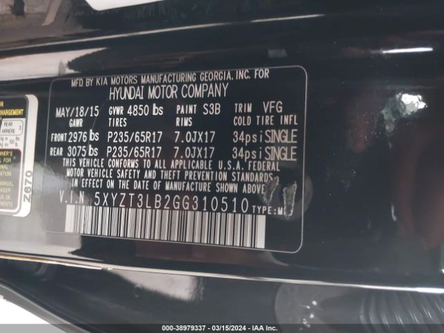 5XYZT3LB2GG310510 Hyundai Santa Fe Sport 2.4l