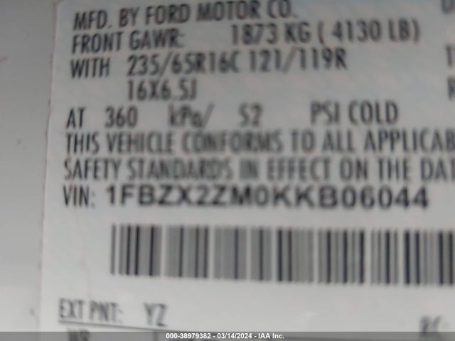 Ford Transit-350 Xlt 2019 1FBZX2ZM0KKB06044 Image 9