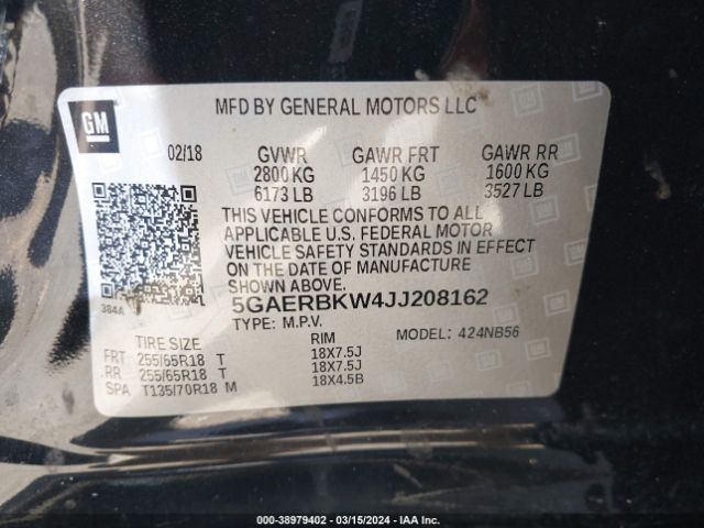 5GAERBKW4JJ208162 Buick Enclave Essence