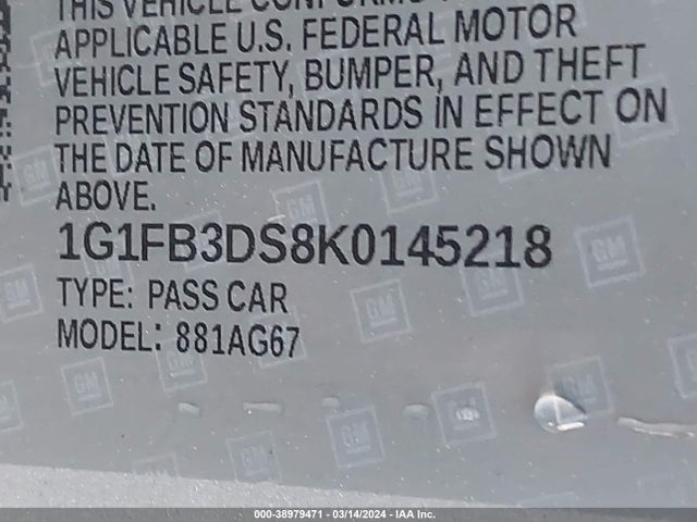 Chevrolet Camaro 1lt 2019 1G1FB3DS8K0145218 Image 9