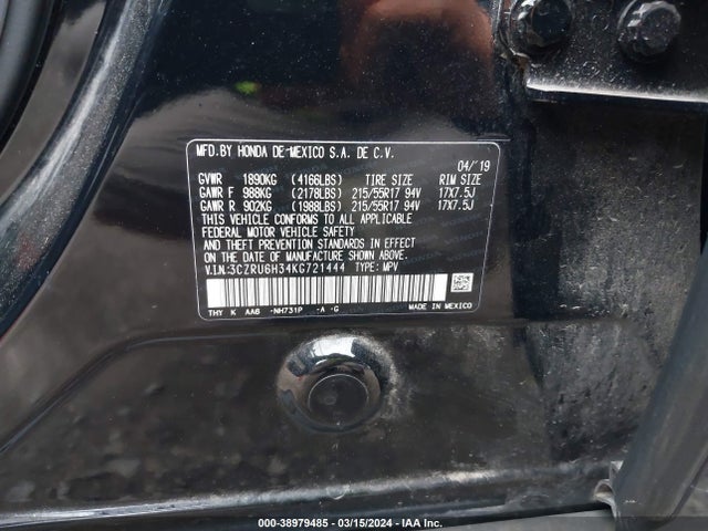 Honda HR-V LX 2019 3CZRU6H34KG721444 Image 9