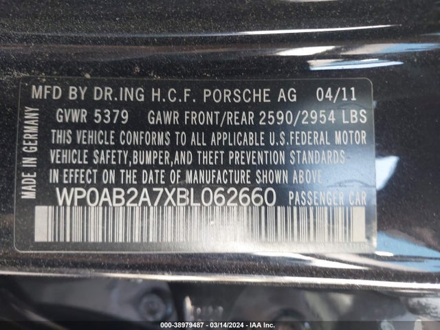 2011 PORSCHE PANAMERA WP0AB2A7XBL062660 Photo 8