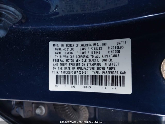 Honda Accord Sport 2015 1HGCR2F52FA226451 Image 9