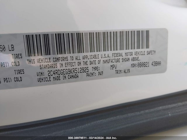 Dodge Grand Caravan Gt 2019 2C4RDGEG9KR512925 Image 9