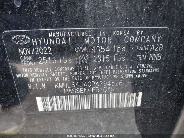 KMHL64JA0PA294526 Hyundai SONATA SEL