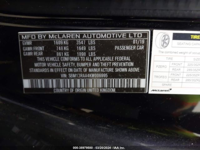 2019 MCLAREN 600LT SBM13RAA4KW006995 Photo 8