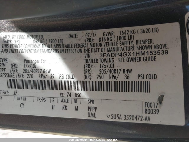Ford FIESTA ST 2017 3FADP4GX1HM153539 Image 9