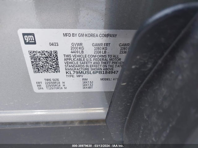 Chevrolet Trailblazer Awd Rs 2023 KL79MUSL6PB184947 Image 9