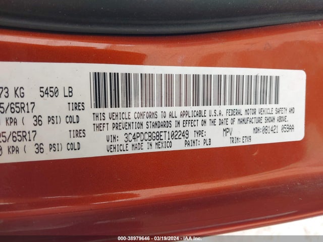 Dodge Journey Sxt 2014 3C4PDCBG8ET102249 Image 9